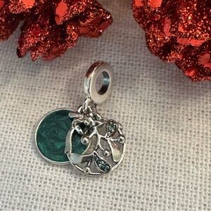 Mistletoe Dangle Charm “Meet Me Under the Mistletoe” Double-Sided Holiday Charm